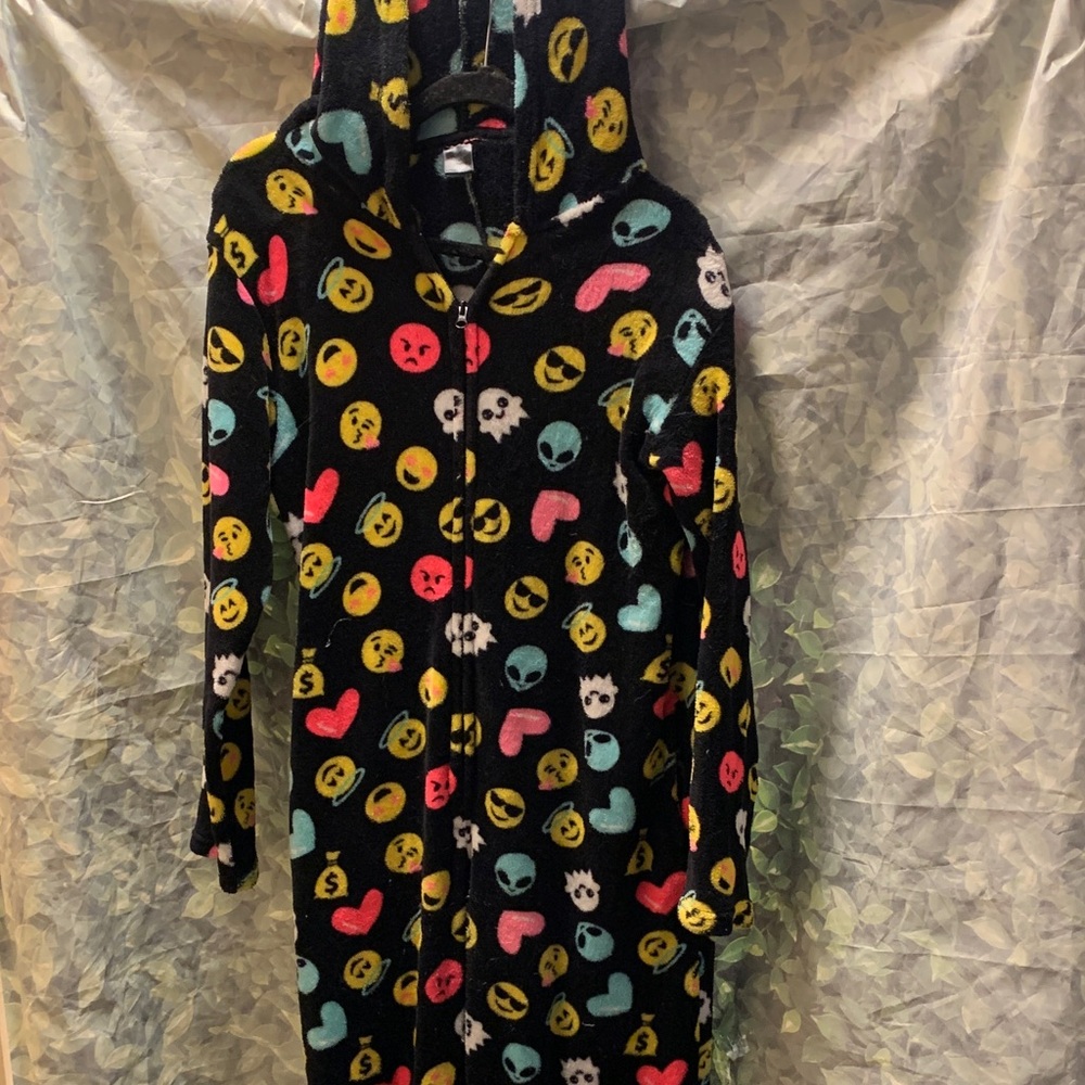 Colorful Emoji Print Hooded Jumpsuit